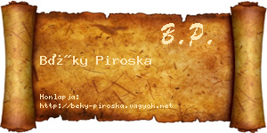 Béky Piroska névjegykártya